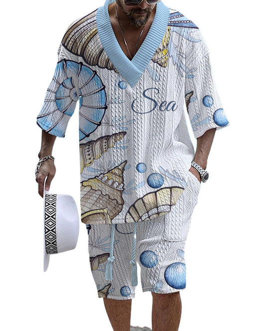 Conjunto de Dos Piezas: Shorts Jacquard Holgados para Hombre - Image 5
