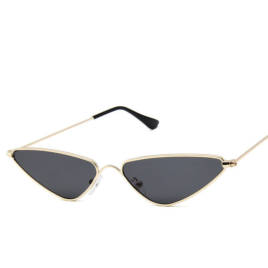 Small frame triangle sunglasses with silver metal frames and vibrant yellow lenses, featuring black temple tips. - Image 4