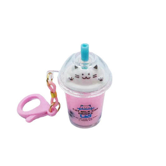 Llavero Adorable de Gato en Taza de Té con Leche