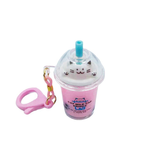 Llavero Adorable de Gato en Taza de Té con Leche