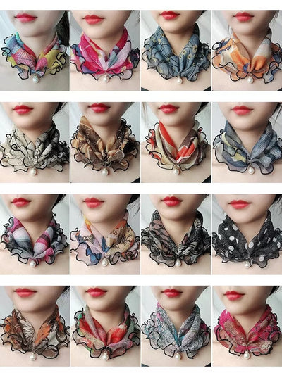 Pañuelo de Seda Decorativo Estampado con Encaje - Accesorio Elegante Versátil - Image 22