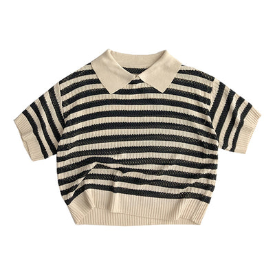 Playera Infantil Estilo Occidental a Rayas Manga Corta - Image 4
