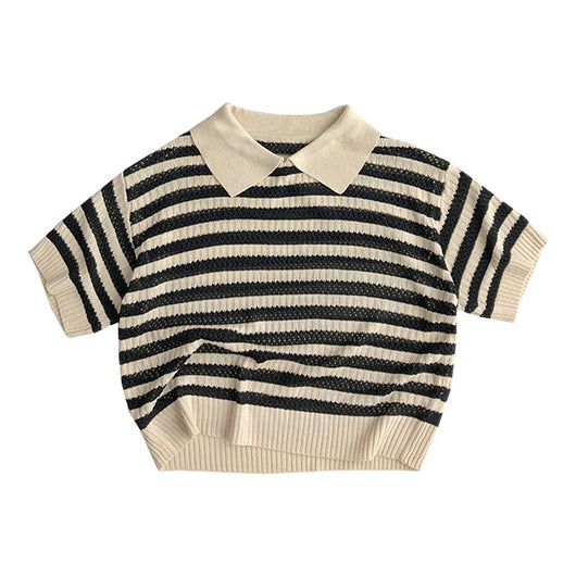 Playera Infantil Estilo Occidental a Rayas Manga Corta - Image 4