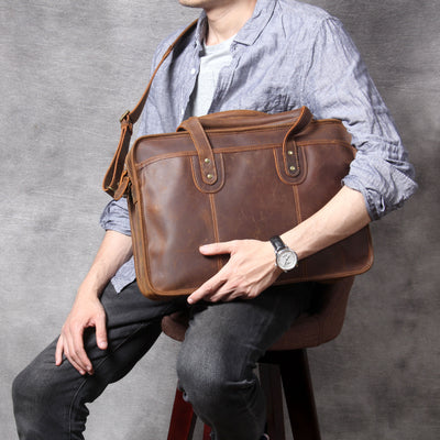 Bolsa para Laptop de Cuero Genuino Hecha a Mano - Image 16