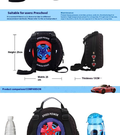 Mochila Pequeña para Niños Personalizada - Diseño 3D de Llanta para Kínder - Image 18