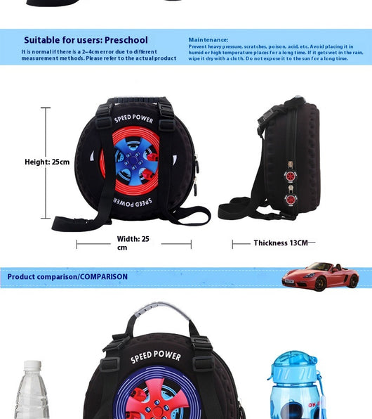 Mochila Pequeña para Niños Personalizada - Diseño 3D de Llanta para Kínder - Image 18