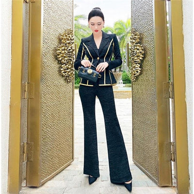 Traje Formal Otoño para Mujer - Conjunto Ejecutivo con Pantalón Acampanado Talle Alto - Image 8