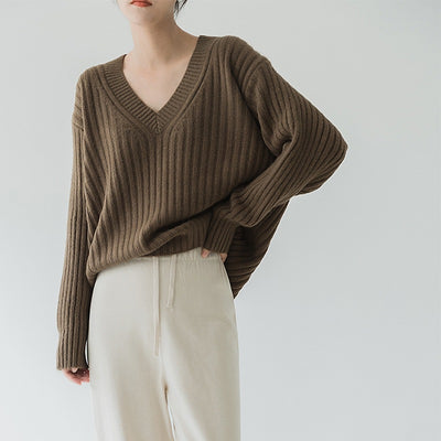 Suéter Suelto Acolchado Cuello V para Mujer