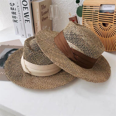Sombrero de Paja Retro Británico para Mujer con Ala Plana - Image 8