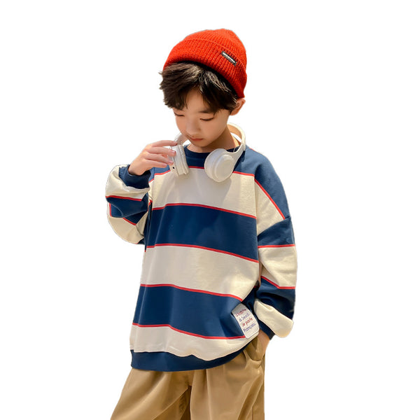 Suéter Casual para Niños con Rayas Contrastantes