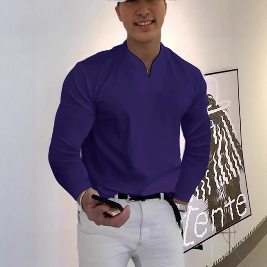 Camiseta Manga Larga Cuello V Transpirable para Hombre - Image 3