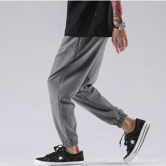 Pantalones Casuales Hombre Corte Suelto Tendencia Harlan Color Sólido - Image 12