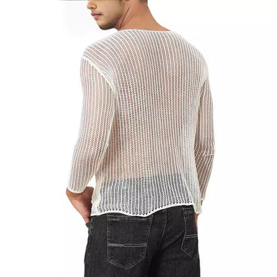 Polera Manga Larga Transparente de Punto Fino para Hombre - Image 2