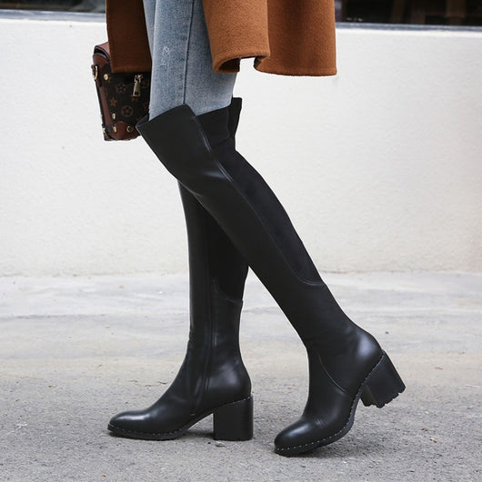 Botas Altas de Caña Larga con Tacón Grueso - Estilo Ecuestre - Image 4