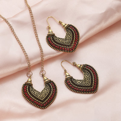 Conjunto de Aretes y Collar de Cuerda Trenzada Multicolor - Image 4