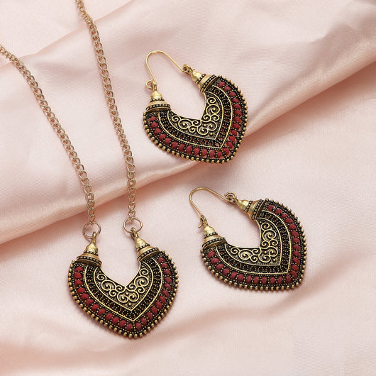 Conjunto de Aretes y Collar de Cuerda Trenzada Multicolor - Image 4