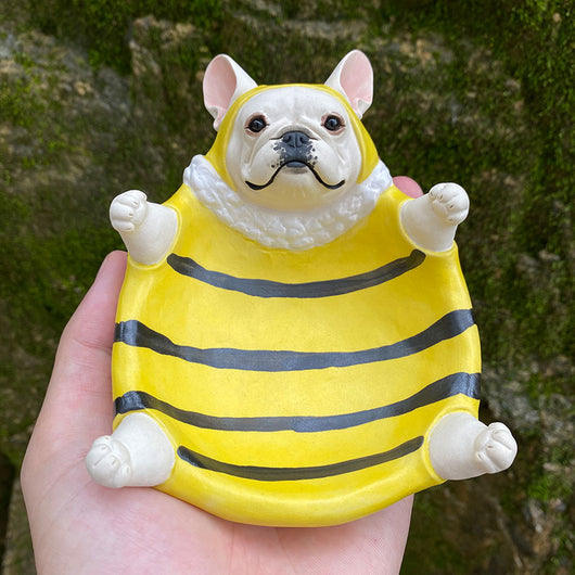 Plato Decorativo Bulldog Francés Hecho a Mano en Cerámica