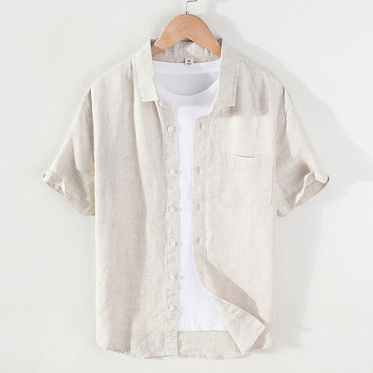 Camisa de Lino Puro para Hombre - Manga Corta Verano - Image 6