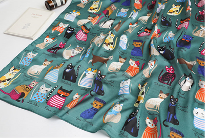 Pañuelo de Seda Gatos Dibujos Animados - Protección Solar - Image 12