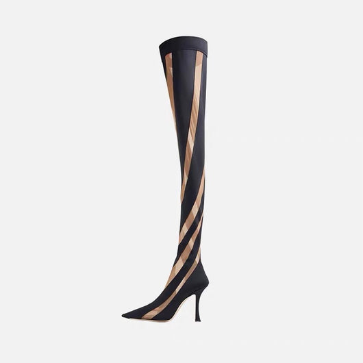 Tacones Altos Over Knee Mesh Calado Punta Aguda - Image 2
