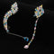Zircon Inlaid Stud Earrings Full Of Diamond Feather Asymmetrical Earrings Colorful