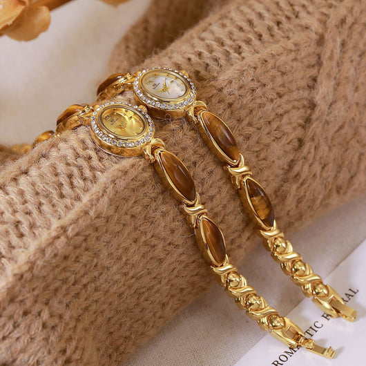 Reloj de Cadena Ojo de Tigre Natural - Diseño Vintage Clásico - Image 13
