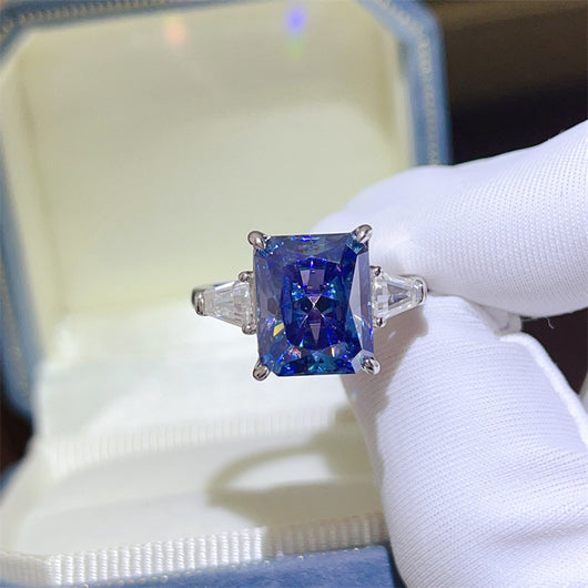 Anillo de Moissanita Zafiro Azul Ledean de 5 Quilates - Image 7
