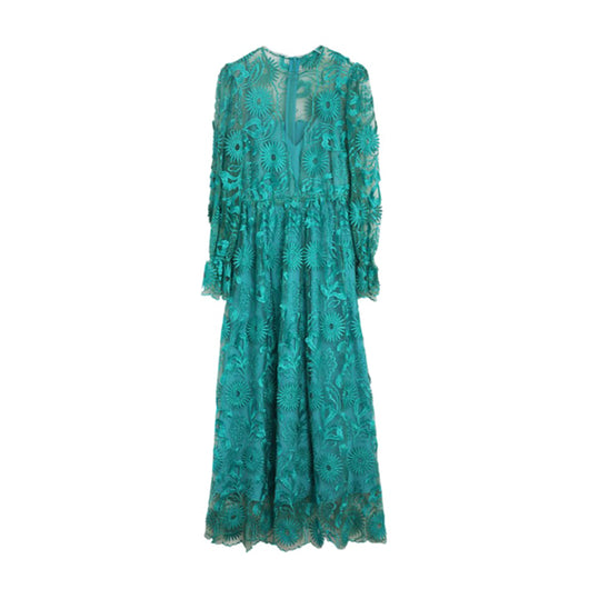 Vestido Maxi Elegante con Encaje Bordado y Malla Transpirable - Image 14