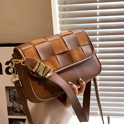 Bolso Bandolera Cuadrado Pequeño Textura Tejida Mate Otoño Invierno