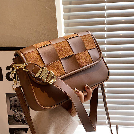 Bolso Bandolera Cuadrado Pequeño Textura Tejida Mate Otoño Invierno