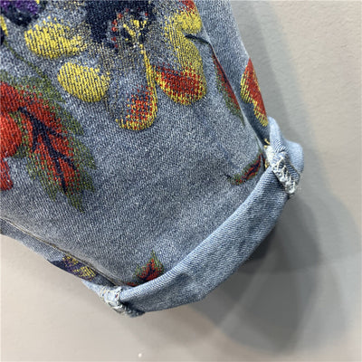 Pantalones Jeans Holgados Estampado Floral Tendencia Casual - Image 8