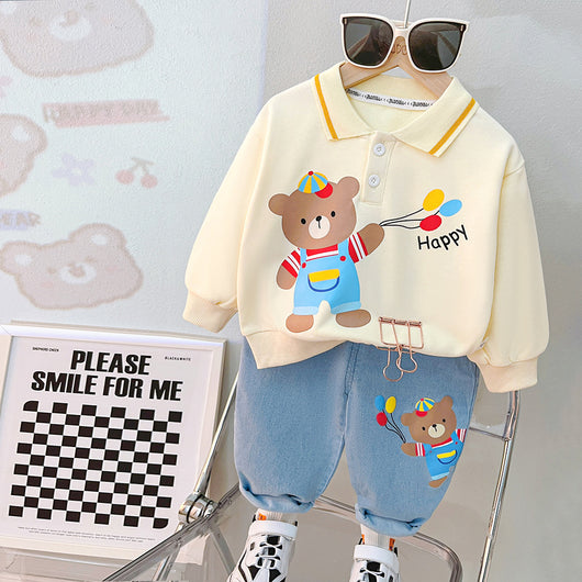 Conjunto de Dos Piezas: Suéter Infantil con Solapa y Mangas Largas - Image 4