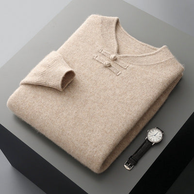 Suéter de Lana Pura con Cuello Alto Vintage para Hombre - Image 6