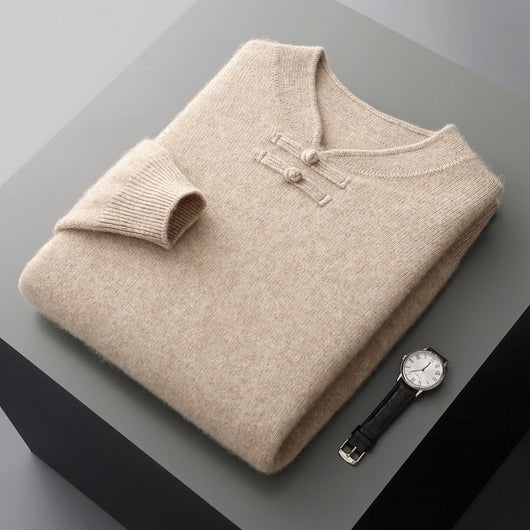 Suéter de Lana Pura con Cuello Alto Vintage para Hombre - Image 6