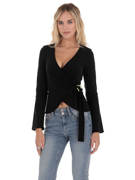 Suéter Tejido Negro Cuello V Manga Larga con Cintura Ajustada Diseño Francés - Image 10