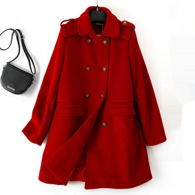 Abrigo de Lana Cruzado Estilo Coreano para Mujer - Image 4