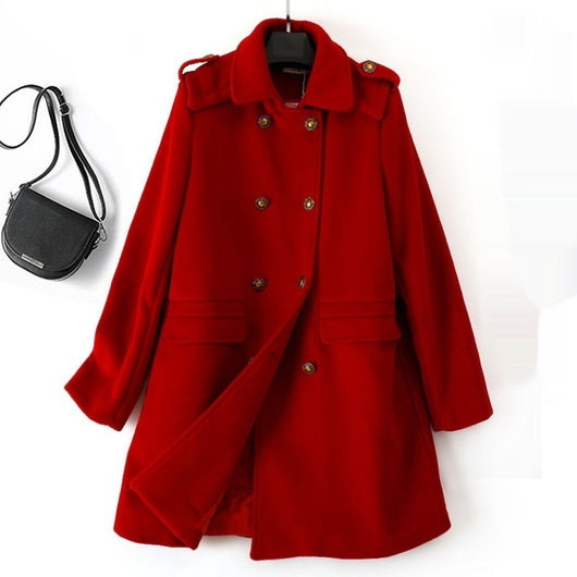 Abrigo de Lana Cruzado Estilo Coreano para Mujer - Image 4
