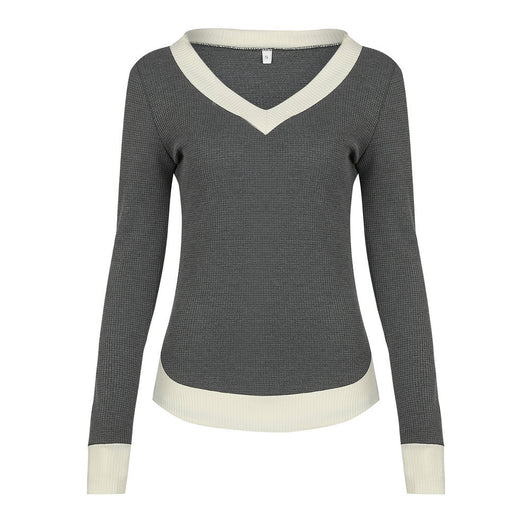 Camiseta Manga Larga Escote V Combinada - Comodidad y Estilo - Image 9