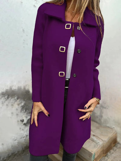 Abrigo de Lana para Mujer de Largo Medio con Diseño Cruzado Simple - Image 14