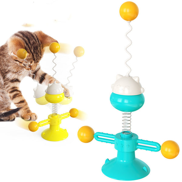 Juguete Interactivo para Gatos - Pelota Giratoria con Resorte