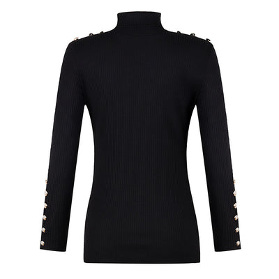 Blusa Básica de Cuello Alto con Botones - Colores Sólidos - Image 16