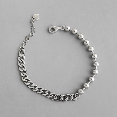 Pulsera de Plata Esterlina con Cadena de Bolitas Efecto Desgastado - Image 6