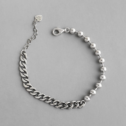 Pulsera de Plata Esterlina con Cadena de Bolitas Efecto Desgastado - Image 6