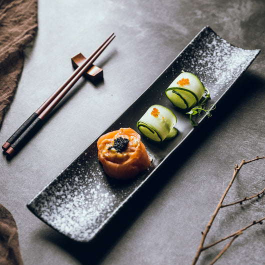 Plato Rectangular Negro para Sushi y Comida Asiática - Image 12