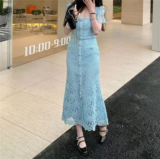 Vestido con Falda de Encaje y Borde Tipo Cola de Pez - Image 14