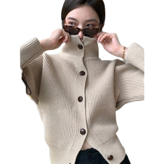 Cardigan Tejido Cuello Alto Mujer - Suéter Holgado Manga Larga - Image 7