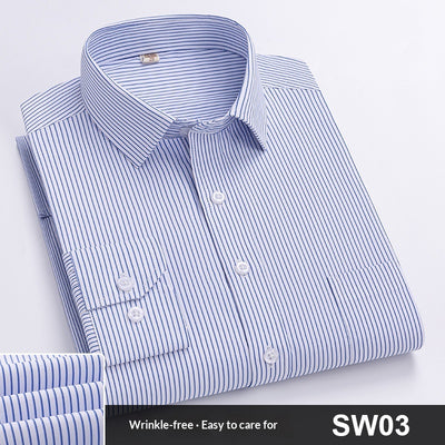 Camisa de Trabajo Manga Larga a Rayas Azules para Hombre - Image 8