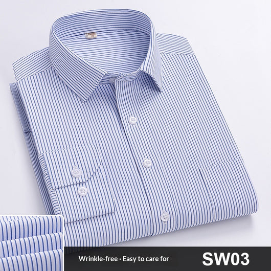 Camisa de Trabajo Manga Larga a Rayas Azules para Hombre - Image 8