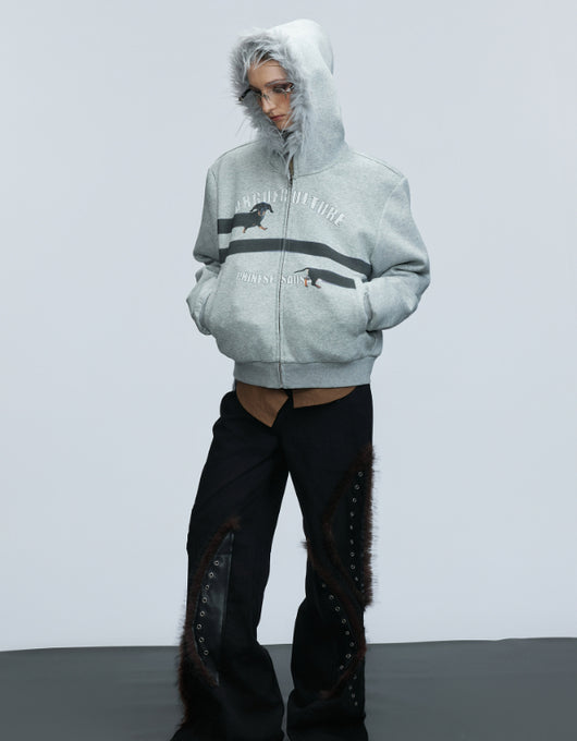 Cardigan Abrigo Retro con Cuello de Pelaje y Diseño Diamante Oversized - Image 16
