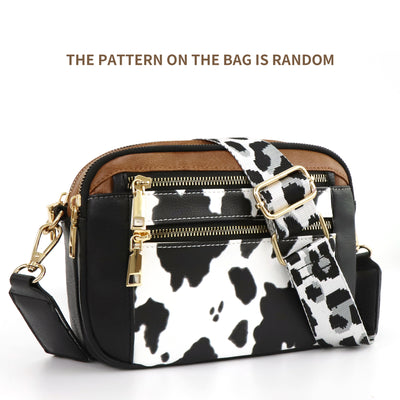 Bolsa Crossbody Multiusos con Diseño Vaca y Cierre de Cremallera - Image 3